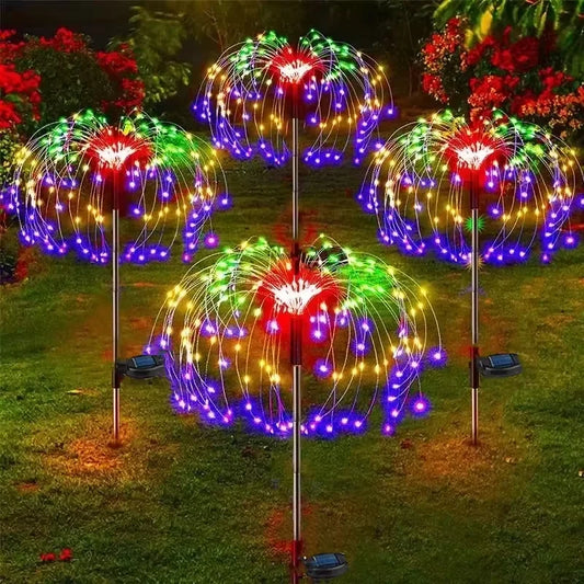 Outdoor LED Solar Firework Lights Garden Decoration Fairy Lights Waterproof Dandelion Lawn Lamp for Garden Landscape Lawn Decor