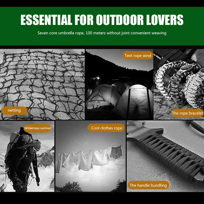 550 7 Strand 4mm Tactical Parachute Cord Camping Accessories Outdoor Survival DIY Bracelet Rope