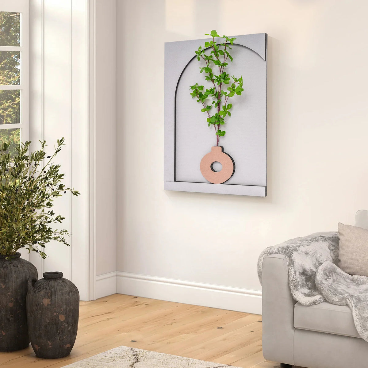 Handcrafted Sandstone Wall Art With Dimmable Led Simulated Plant