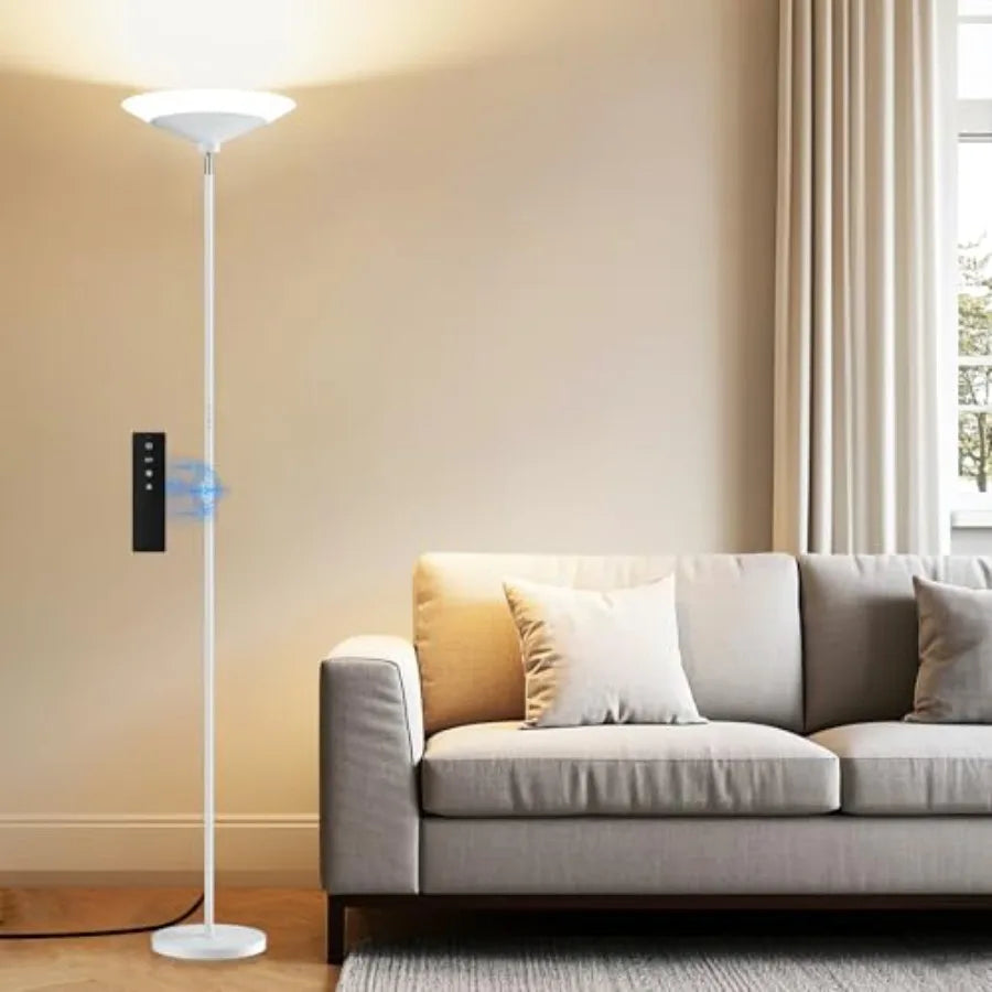 Torchiere Floor Lamp - 72" Tall LED Standing Lamp with Remote/Button Control, 1800Lm, 3000-6500K, 30W Dimmable Modern Corner Fl