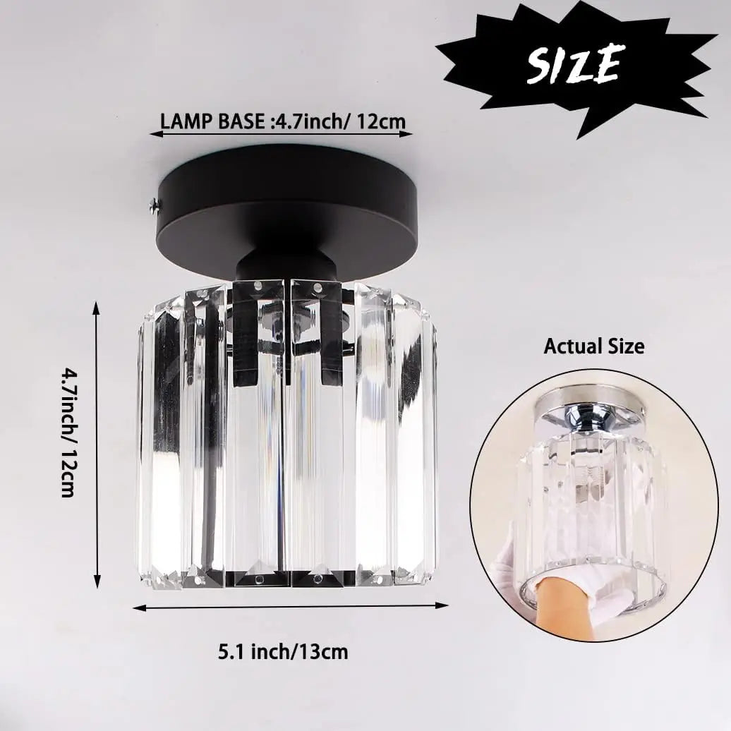 FRIXCHUR Mini Crystal Chandelier Modern Ceiling Light E26 Socket