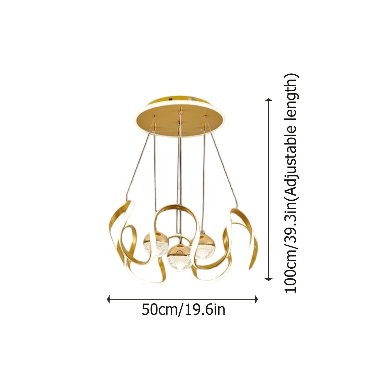 LED Pendant Light With Wavy Ring Dimmable Three Color Temperatures