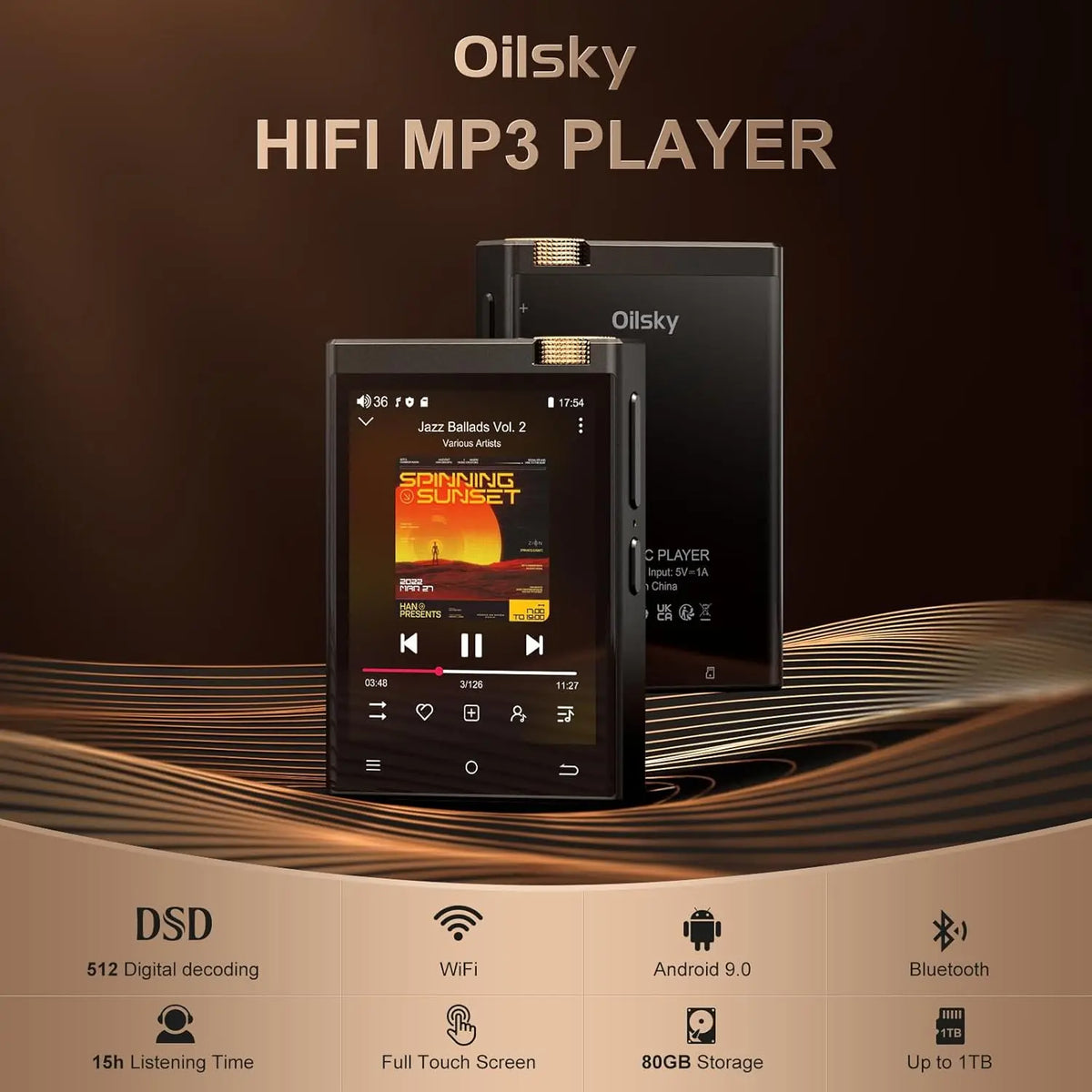 Oilsky Bluetooth MP3 Player With WiFi And High Resolution Audio
