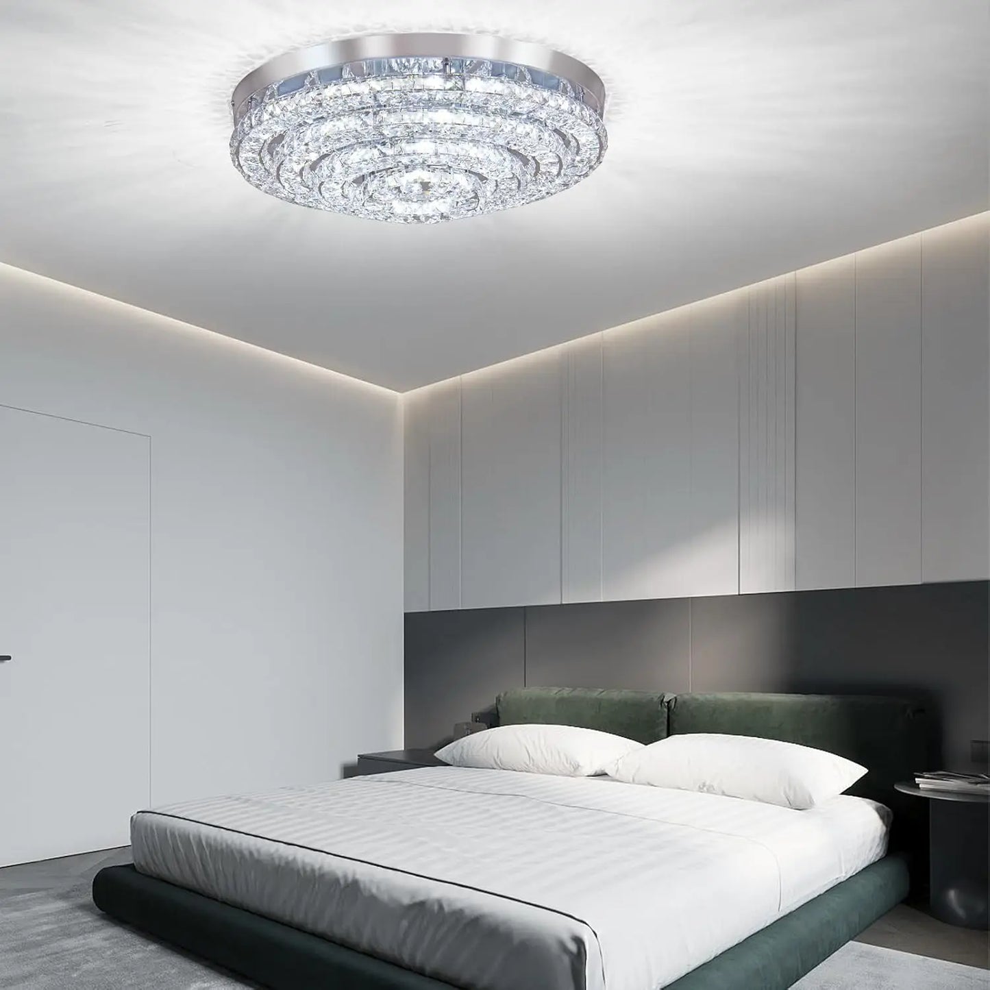 FRIXCHUR Crystal Chandelier Semi Flush Mount LED Ceiling Light