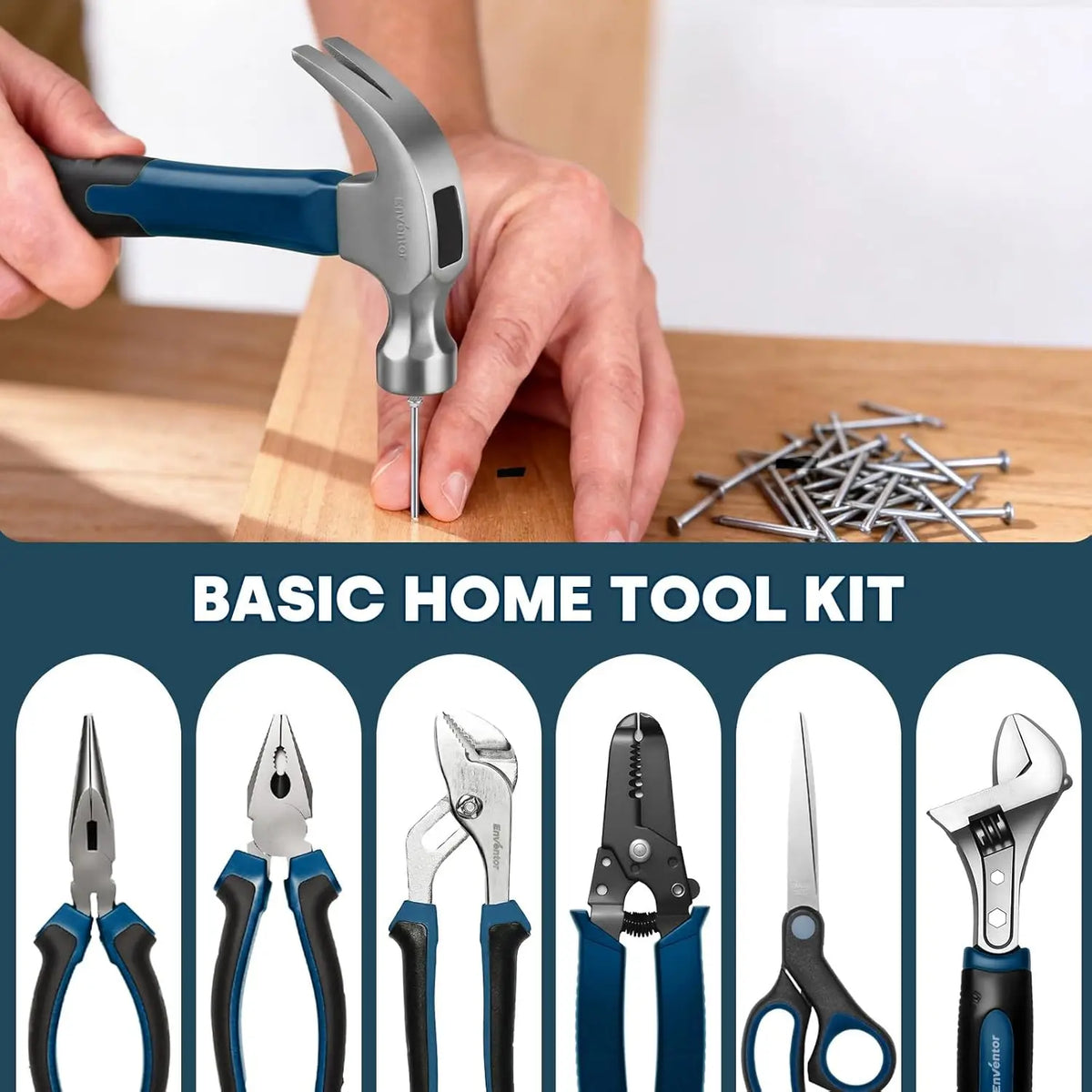 Tool Set, 220-Piece Home Tool Kit with Toolbox, Wrench and Hand Tools for Home Repairs, Auto Maintenance, DIY & General Use