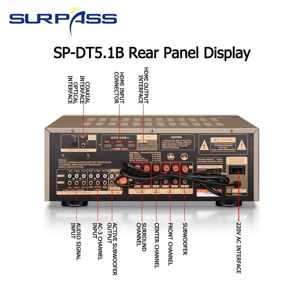 SKVA 6-Channel Bluetooth HiFi Digital Amplifier For Living Room