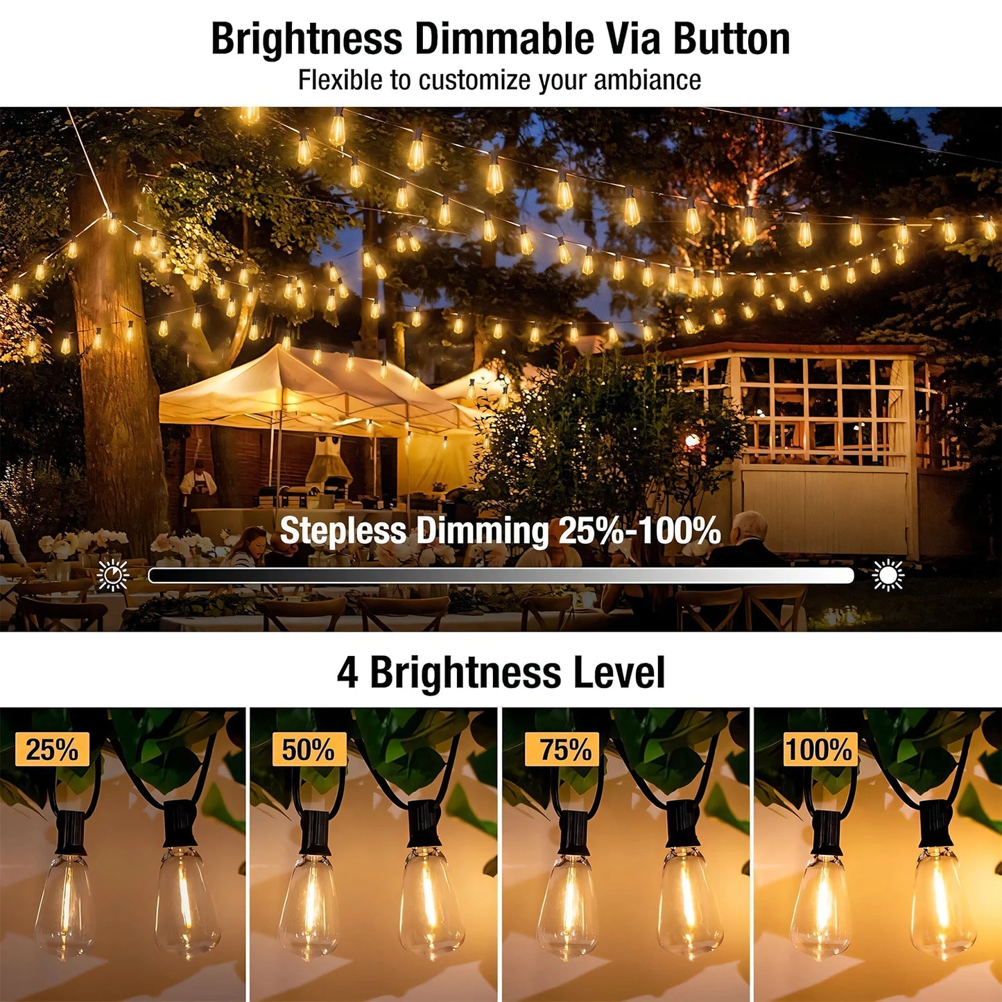 GUPUP Solar String Lights Outdoor Patio Waterproof Shatterproof Wire