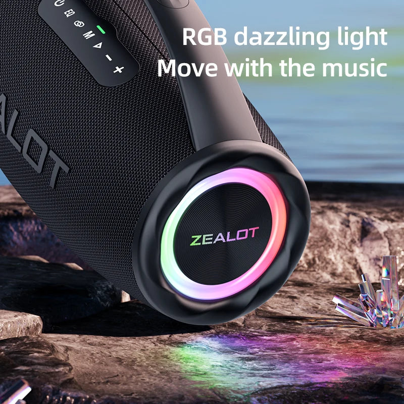 80W high power bluetooth speaker portable, colorful light waterproof wireless subwoofer 360 stereo surround sound