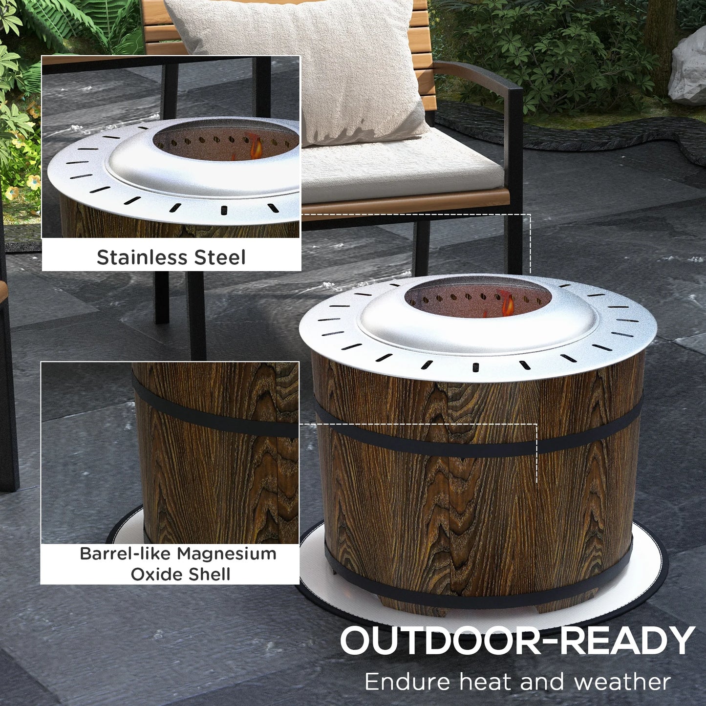 Smokeless Fire Pit with Mat, 20" Firepit, Magnesium Oxide, Brown