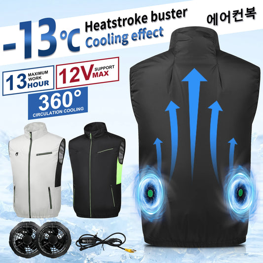 Summer Cool Vest Wearable Refrigeration Fan Vest Outdoor Cooling Tactical Fishing Sleeveless Work Jacket
