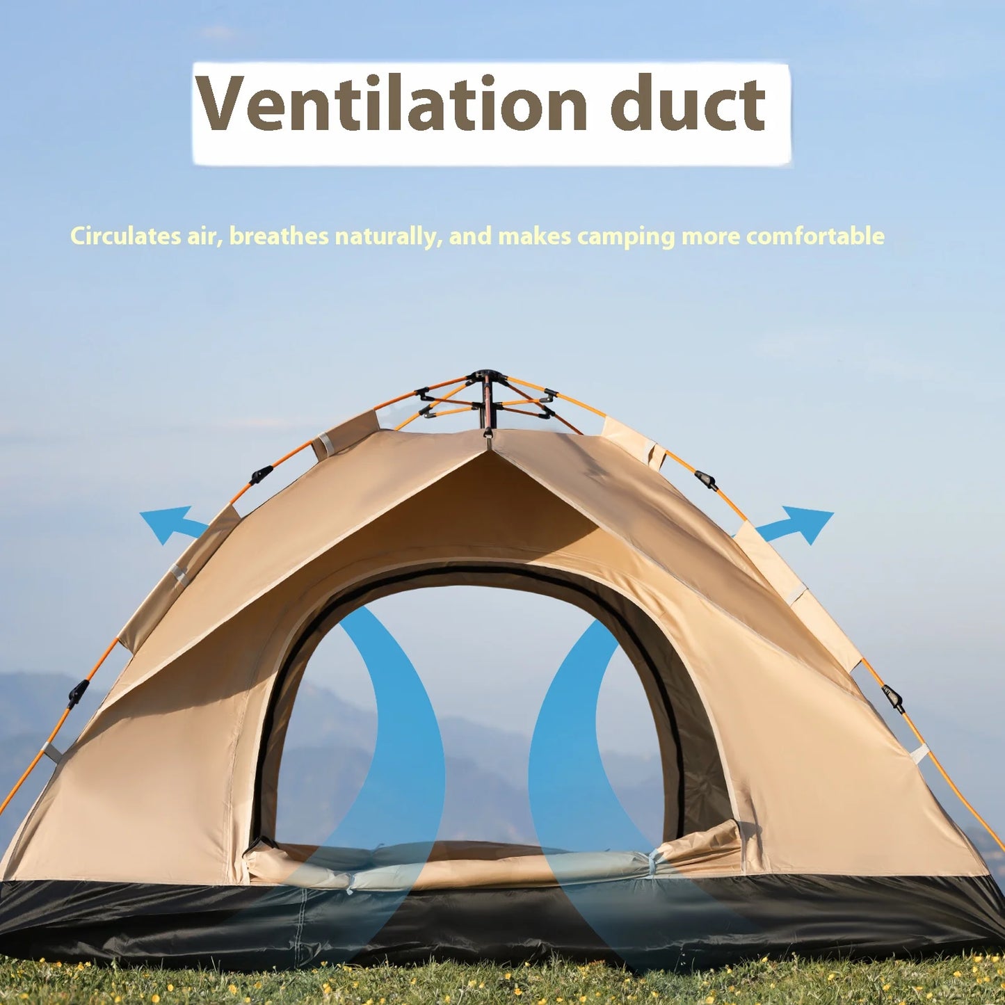 Pakicetus Instant Golden Tent - Portable 3-4 Person Sun & Rain Shelter for Beach & Camping