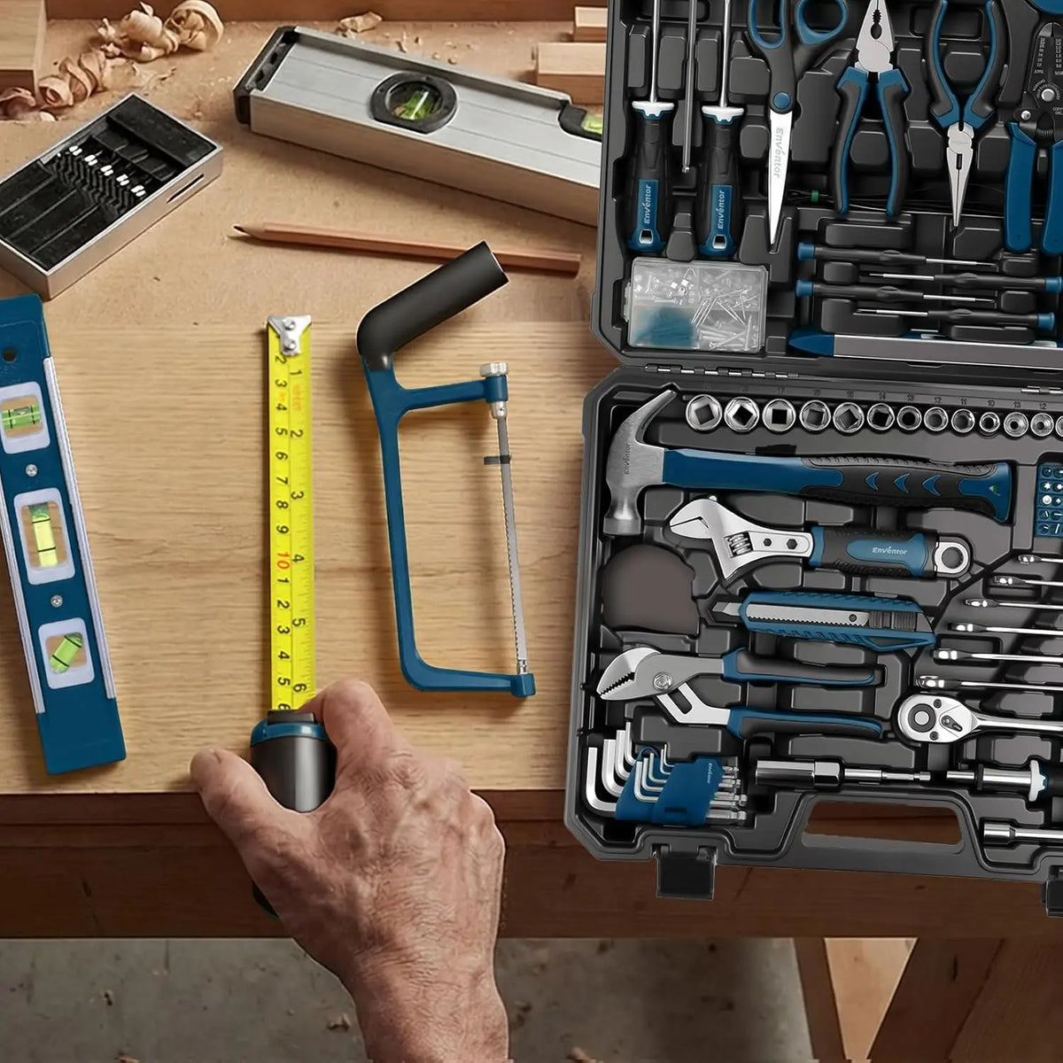 Tool Set, 220-Piece Home Tool Kit with Toolbox, Wrench and Hand Tools for Home Repairs, Auto Maintenance, DIY & General Use