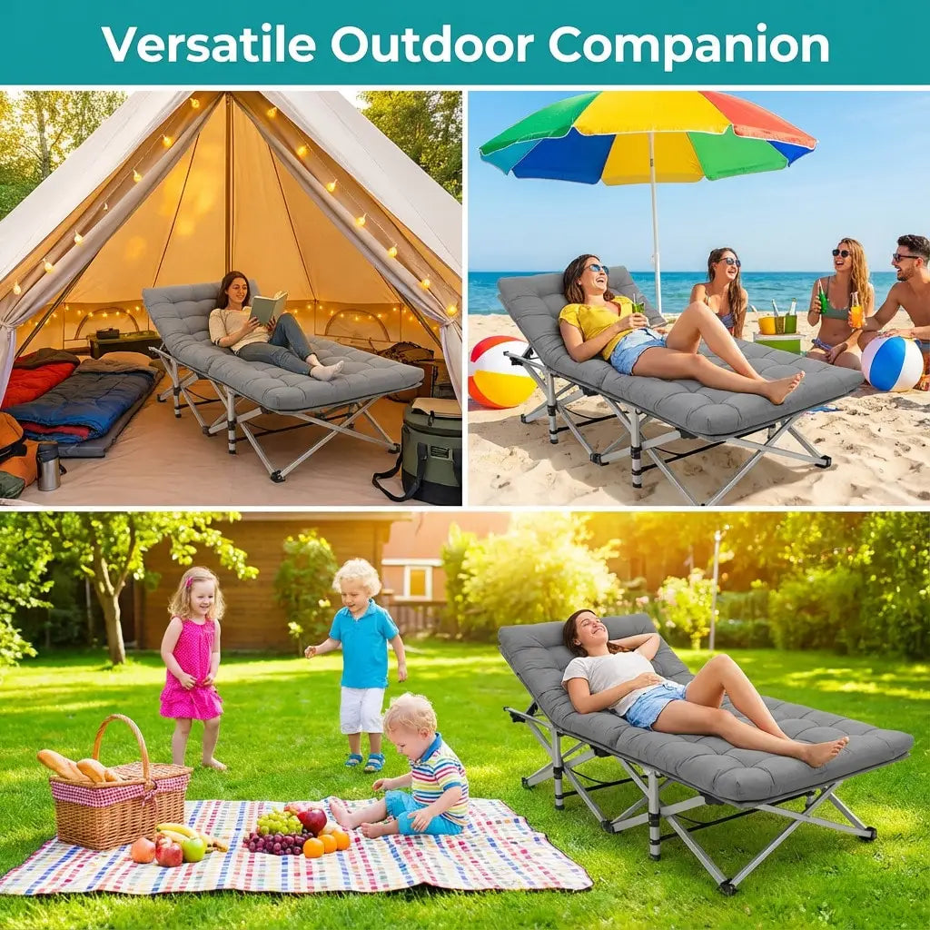 Premium Metal Outdoor Folding Chair With Non Slip Foot Pads