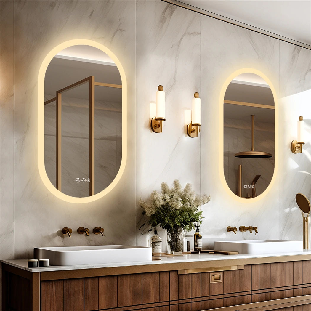 Borwart Oval Led Bathroom Mirror Dimmable Anti Fog Wall Mounted