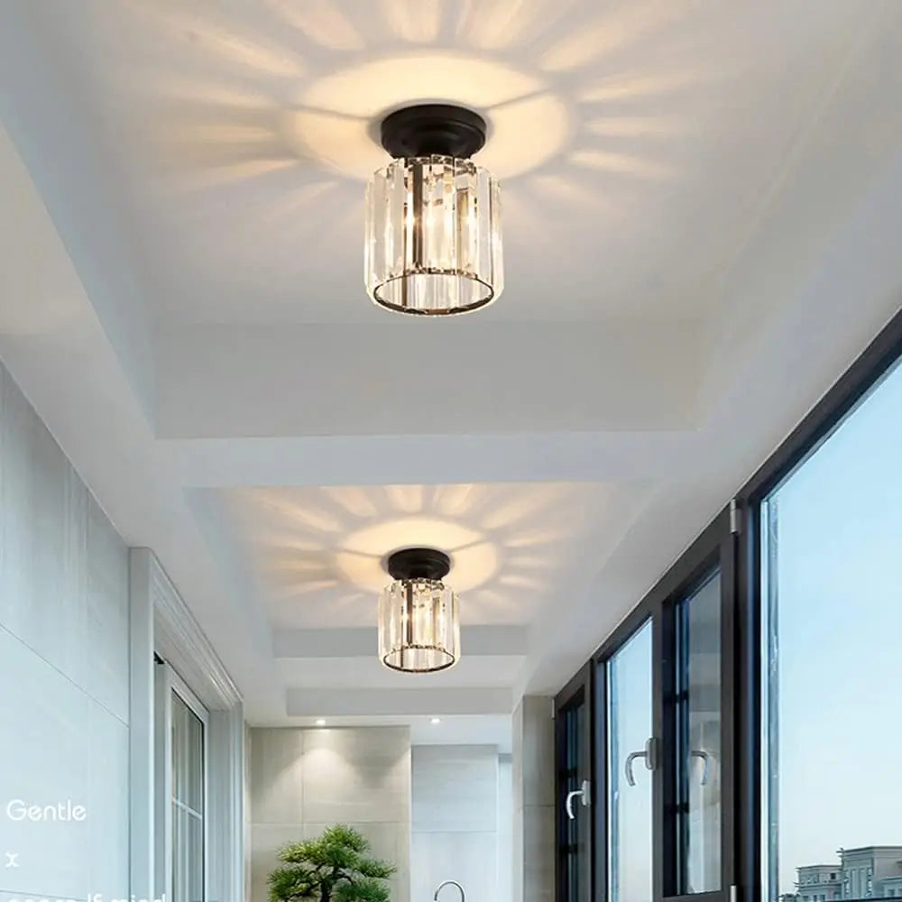 FRIXCHUR Mini Crystal Chandelier Modern Ceiling Light E26 Socket