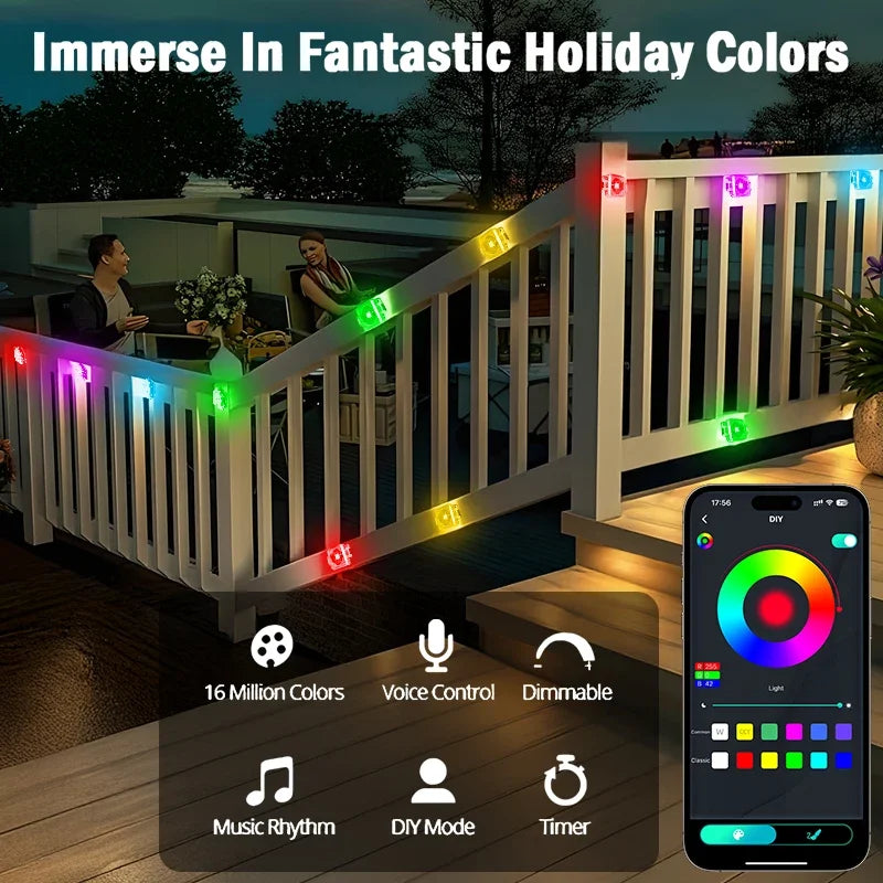 300FT Permanent Outdoor RGB Lights IP67 Waterproof Smart Eave Light DIY Scenes for House Roof Decor Christmas Holiday Lighting