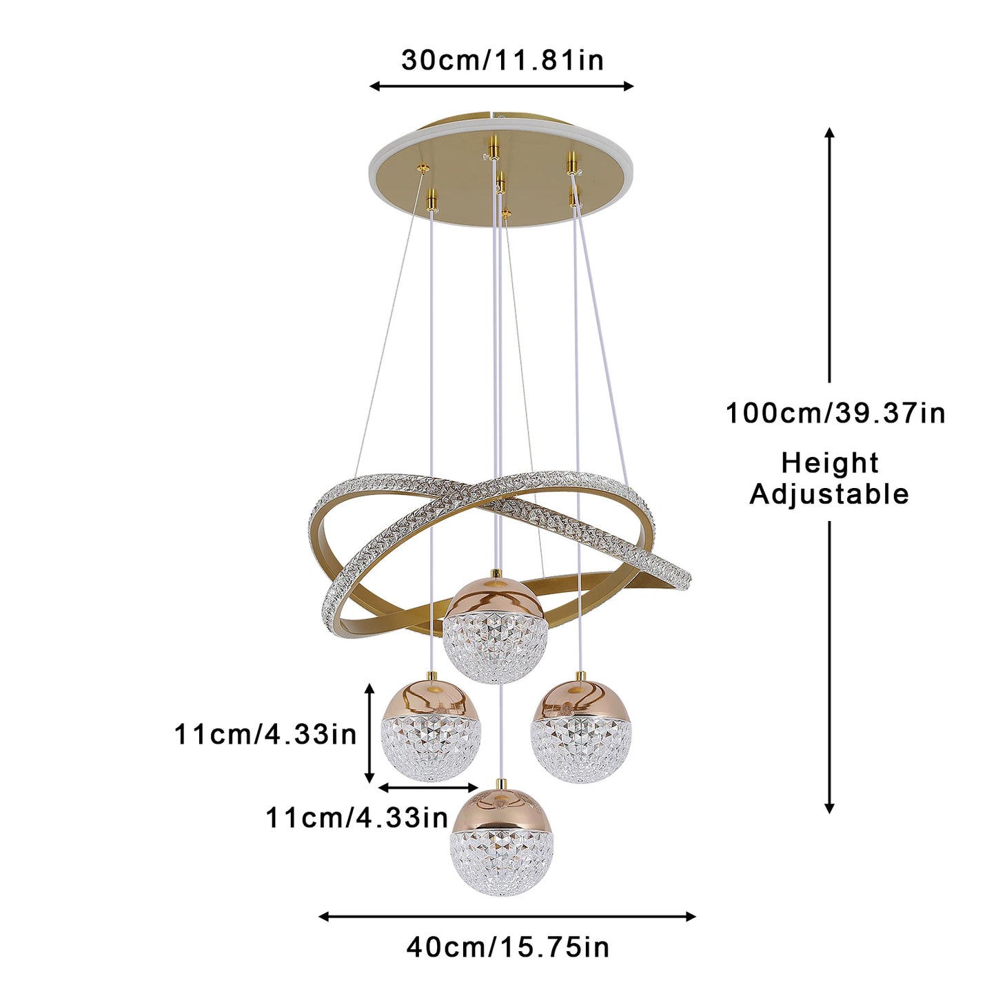 GreeLustr Nordic Modern LED Chandelier With Three Lighting Modes