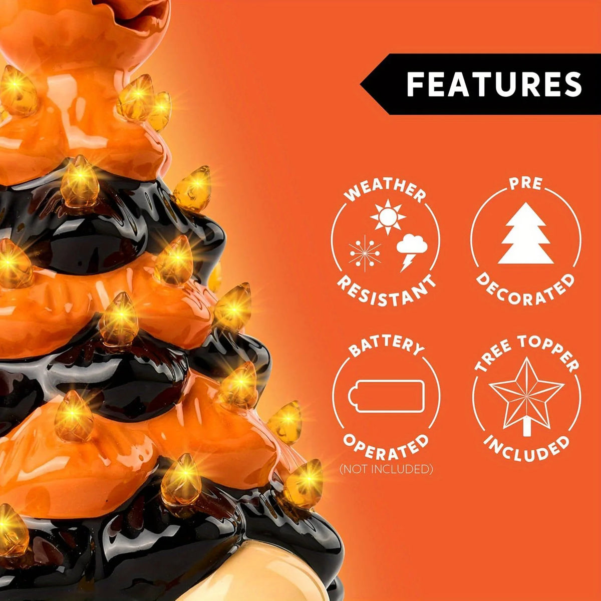 Joyfy Ceramic Pumpkin Gnome Tree Tabletop Decor With LED Lights