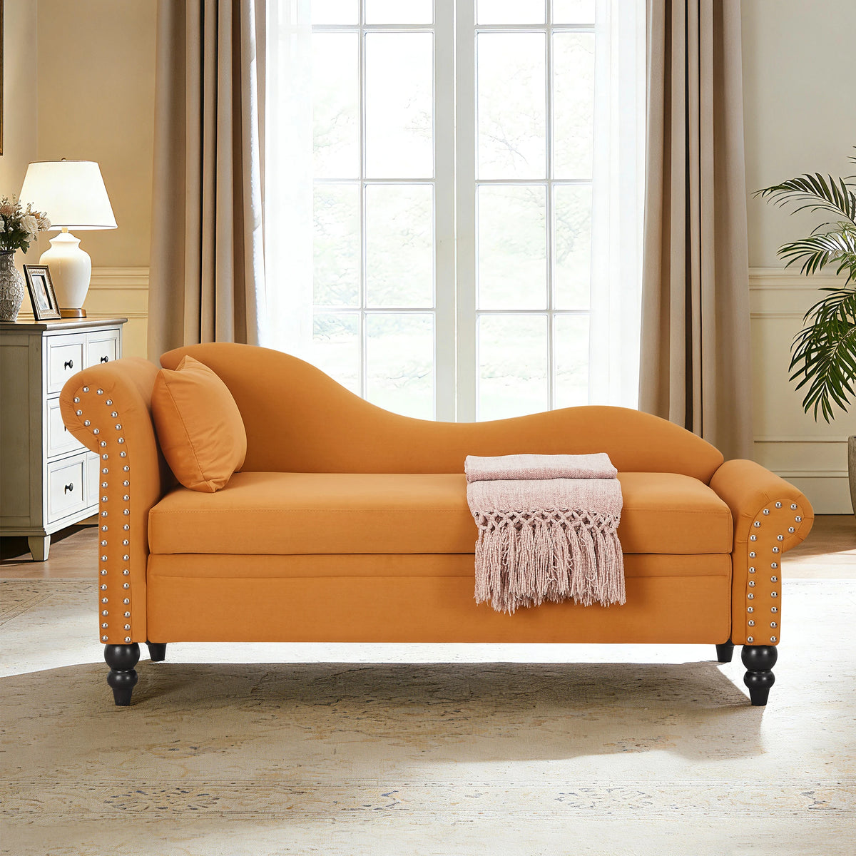 Modern Velvet Sofa With Hidden Storage And Left Armrest