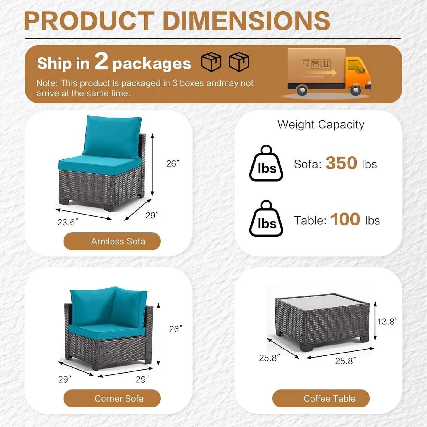 Outdoor 7-Piece Patio Furniture Set All-Weather Rattan Conversation Set