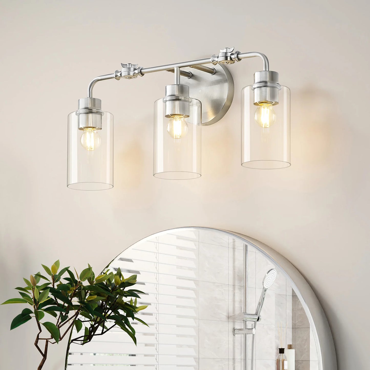 Tribesigns 3 Light Bathroom Vanity Light With Clear Glass Shades