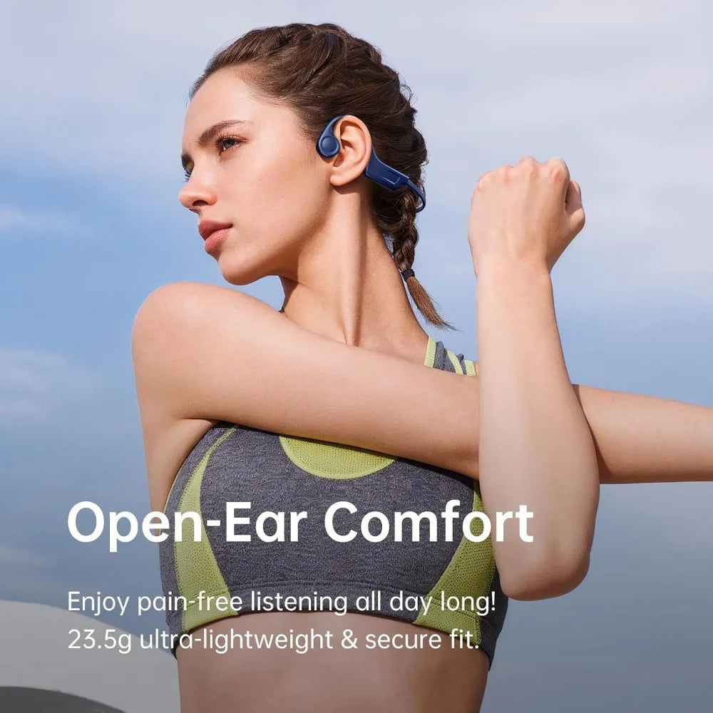 Ultra-Light 23.5g Wireless Bone Conduction Headphones, Comfortable for All Sports, Waterproof for Outdoor Activities