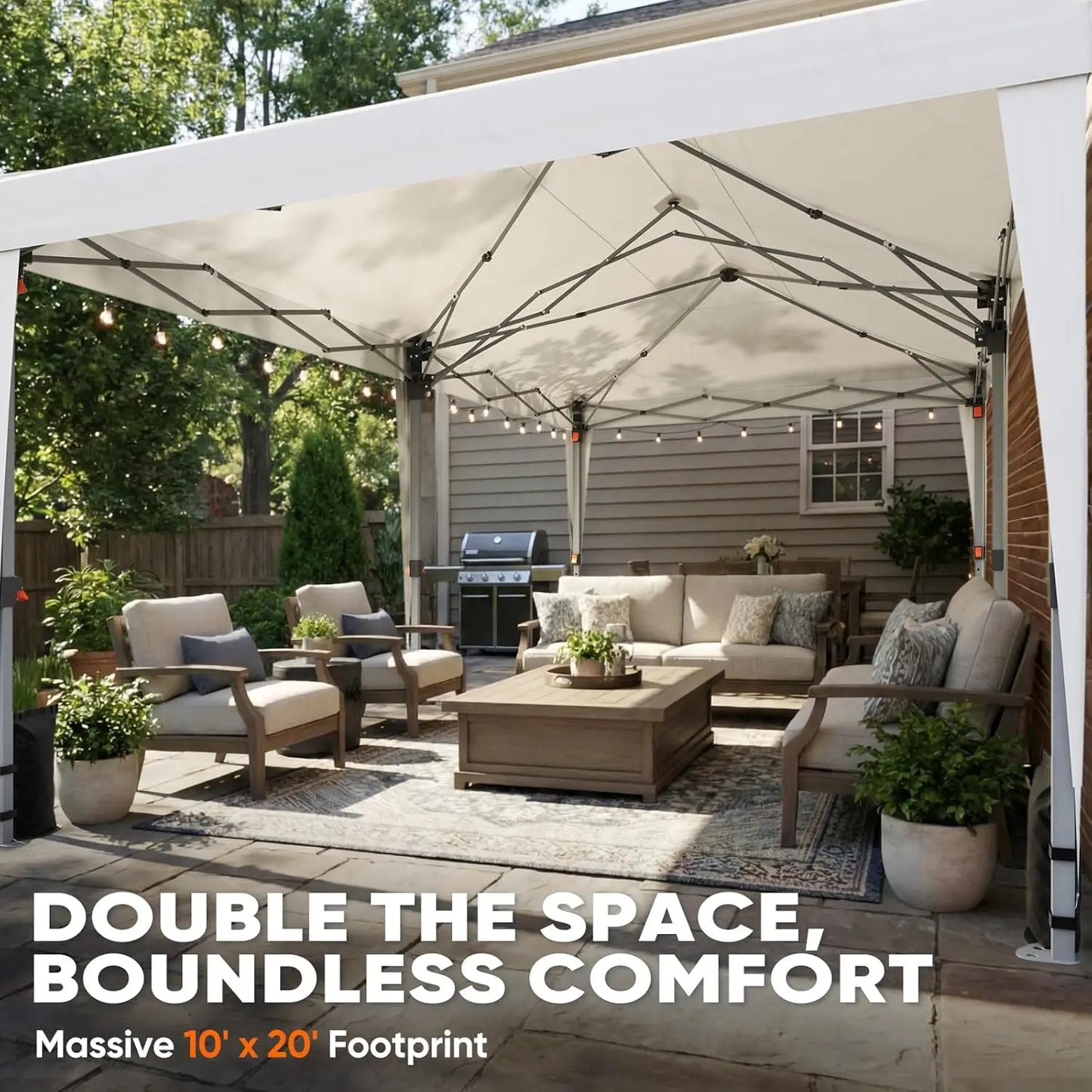 10x20 Pop up Canopy Without Sidewalls Easy set up Canopy Tent Instant Shelter with Windows for Outdoor Events Parties.