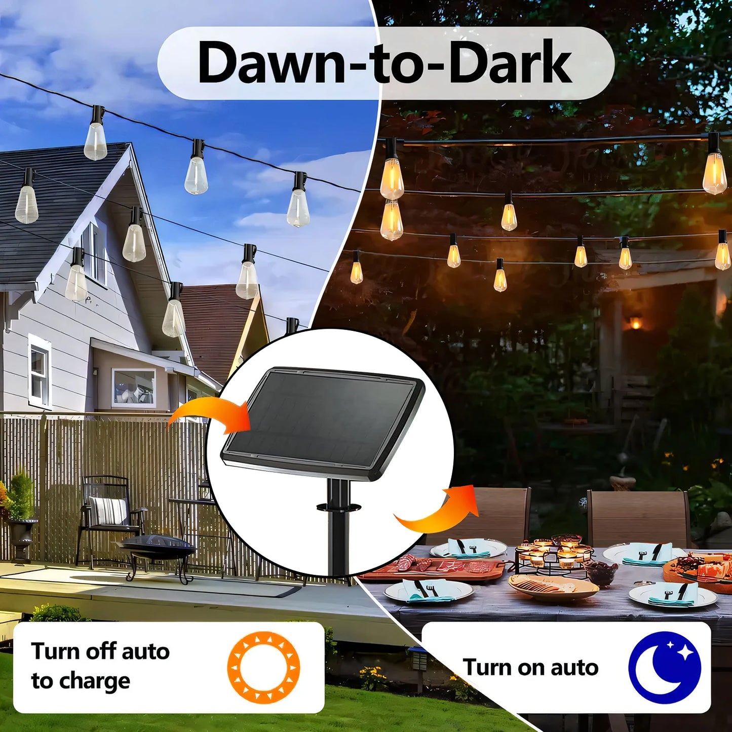 GUPUP Solar String Lights Outdoor Patio Waterproof Shatterproof Wire