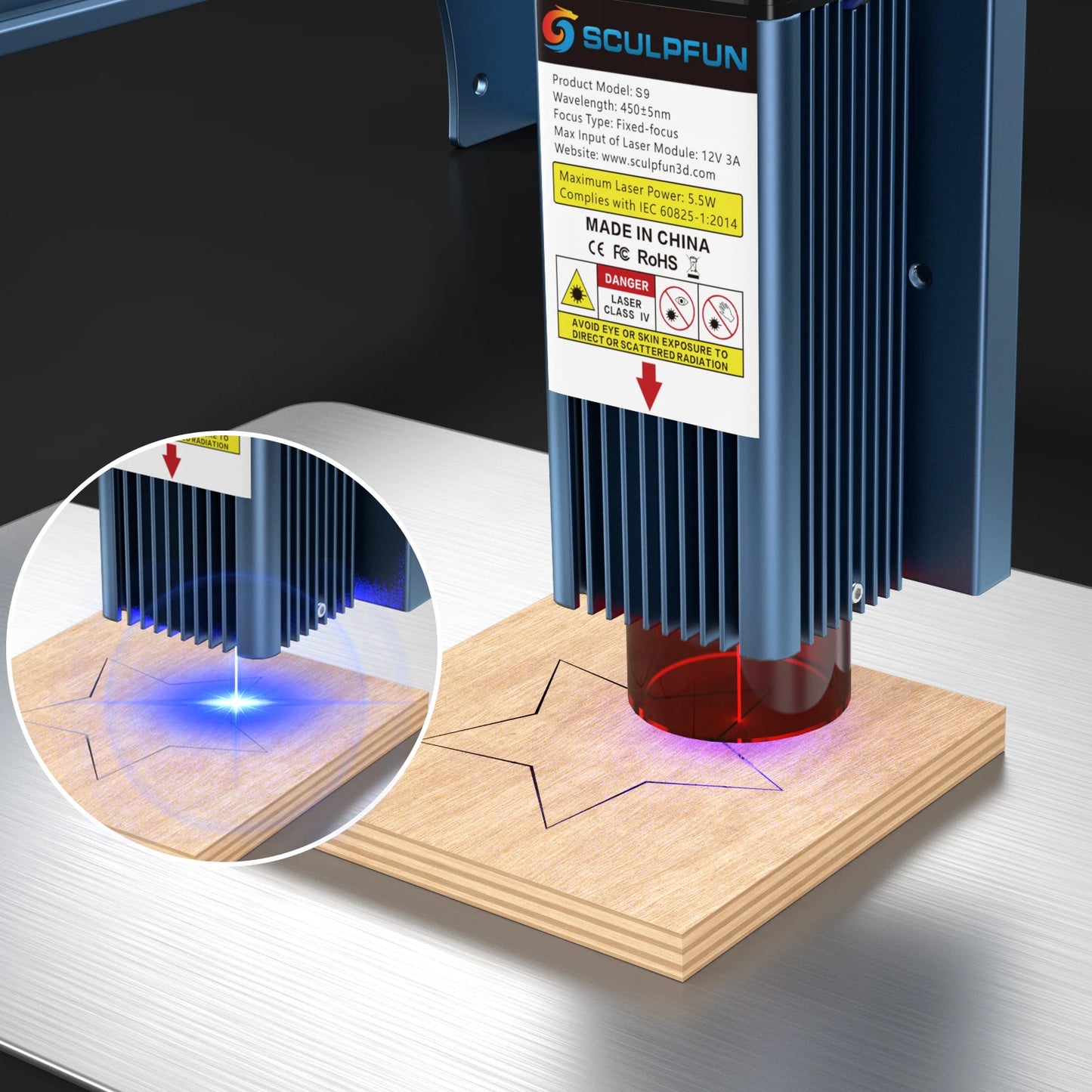 5W Laser Engraving Machine High-precision Wood Acrylic Laser Engraver Cutter 410x415mm Engraving Area
