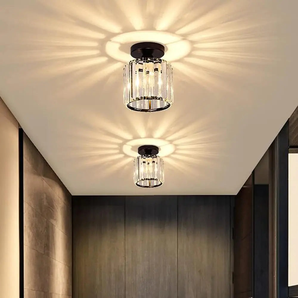 FRIXCHUR Mini Crystal Chandelier Modern Ceiling Light E26 Socket