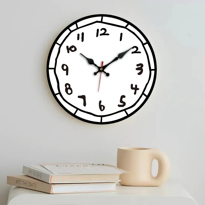 Modern Silent Quartz Wooden Wall Clock With Large Numbers