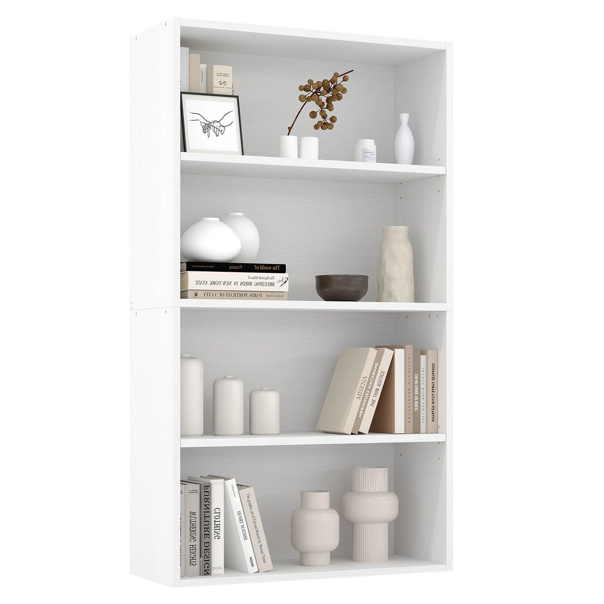 Jhk Four Tier Wooden Open Bookcase For Home Office