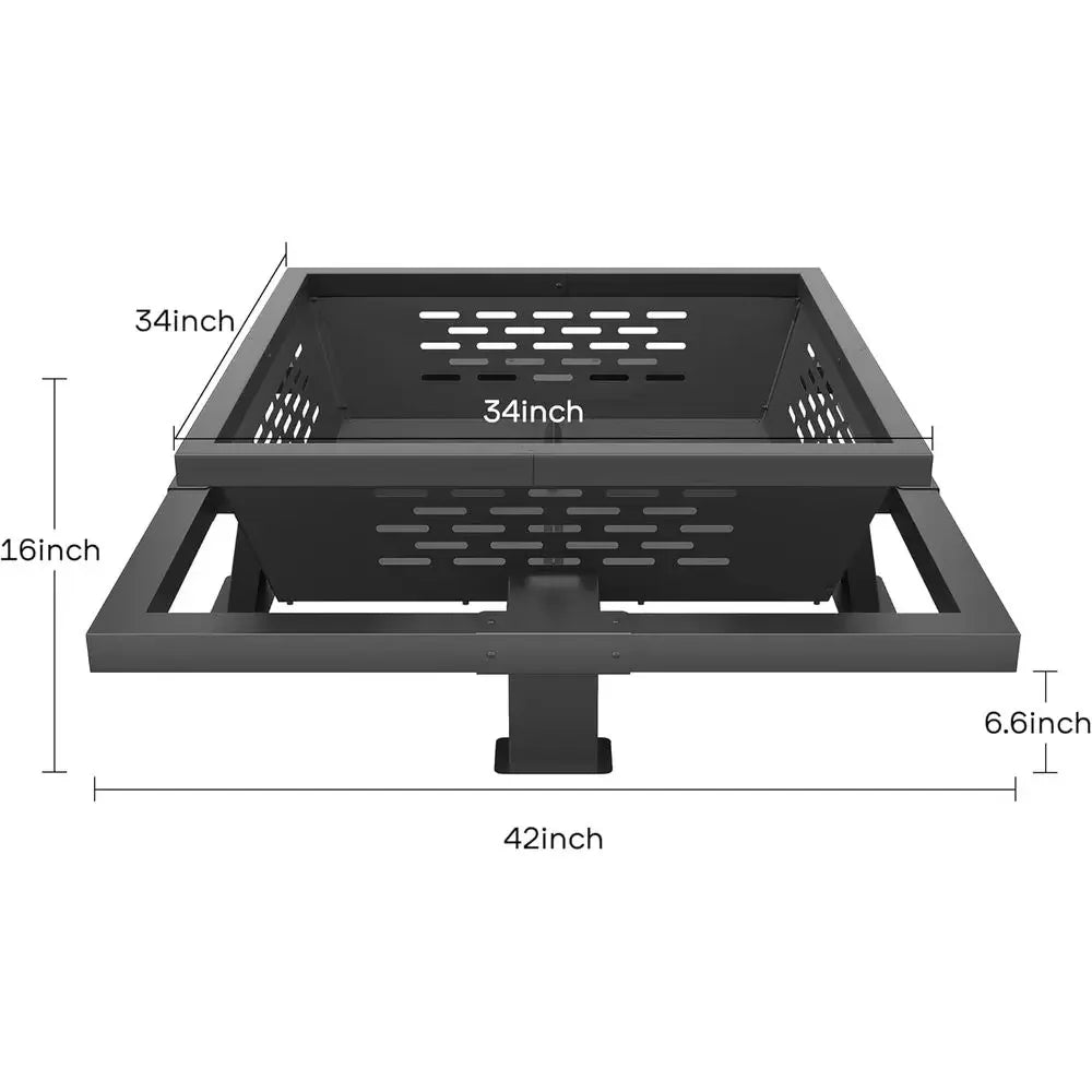 42 Square Outdoor Fire Pit with Poker, Wood-Burning for Backyard and Patio Use