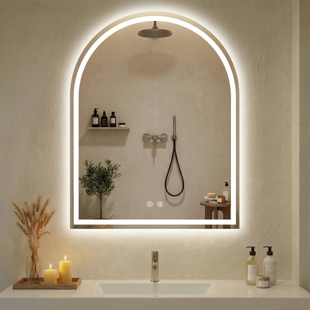 JHK LED Backlit Bathroom Vanity Mirror With Tempered Glass