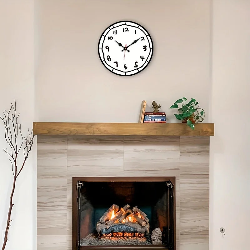 Modern Silent Quartz Wooden Wall Clock With Large Numbers