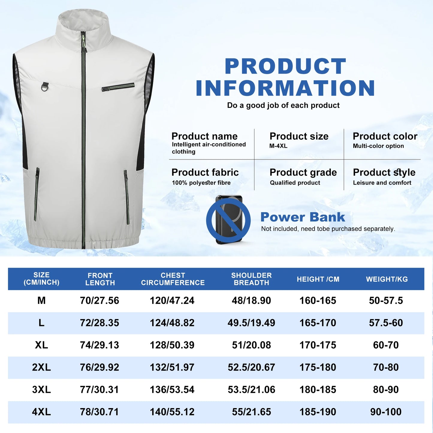 Summer Cool Vest Wearable Refrigeration Fan Vest Outdoor Cooling Tactical Fishing Sleeveless Work Jacket