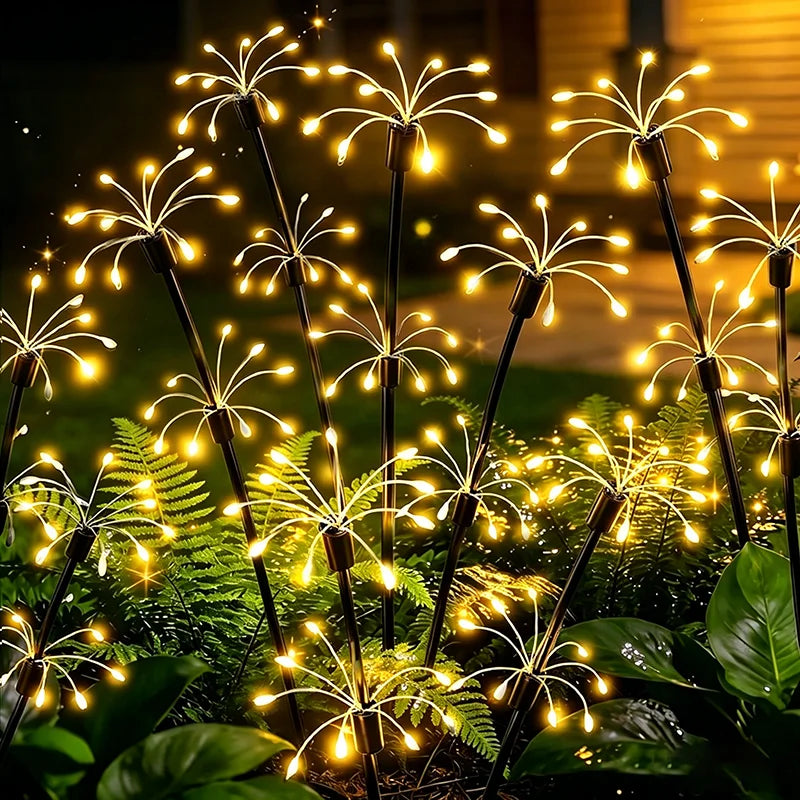 Solar Patio Lamp Solar Firework Sway Lights Outdoor Waterproof Flower Decor Atmosphere for Landscape Garden Yard