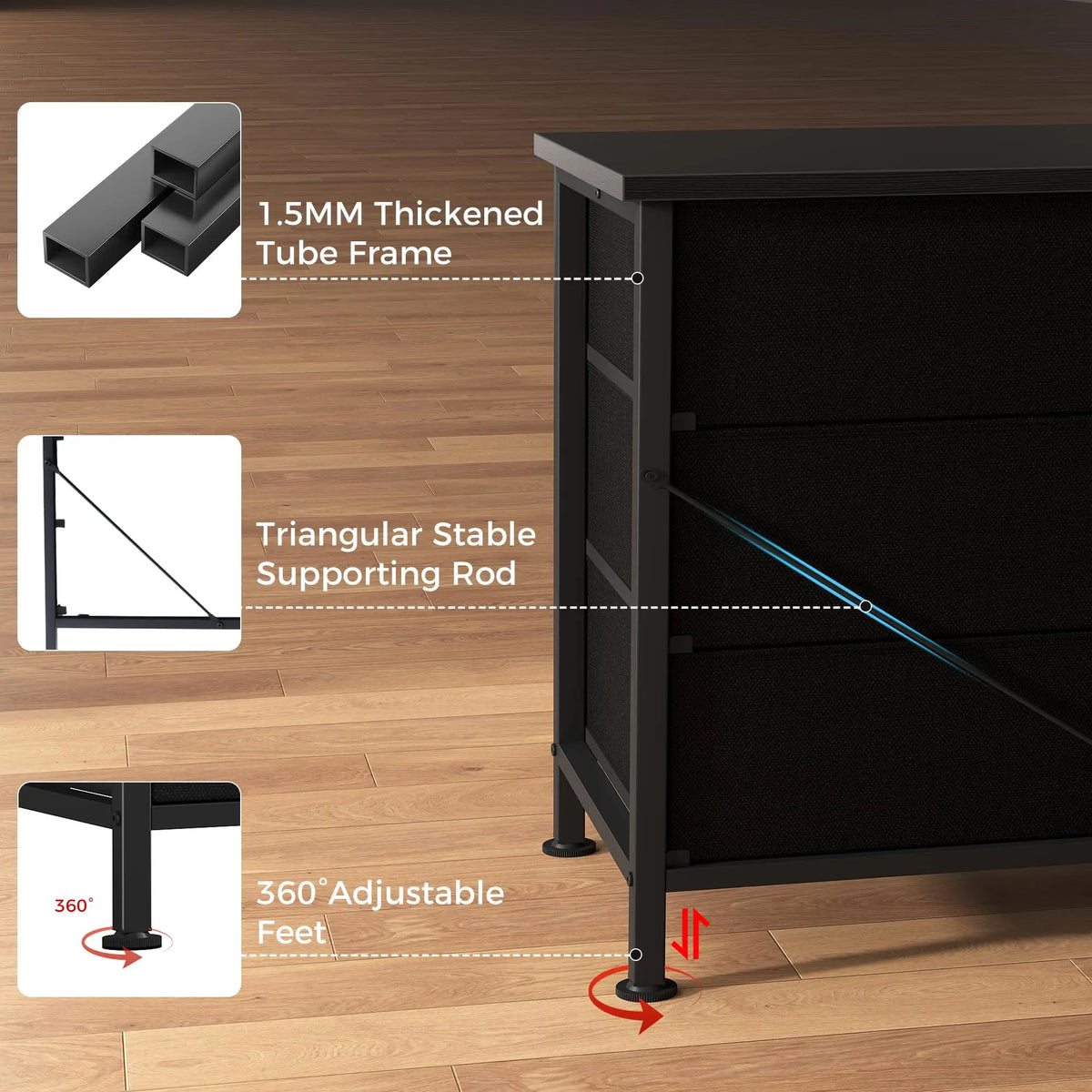 JHK Modern Nine Drawer Entertainment Center For Living Rooms