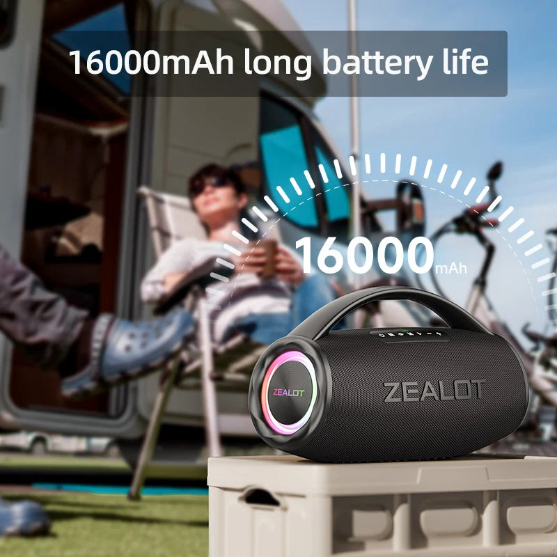 80W high power bluetooth speaker portable, colorful light waterproof wireless subwoofer 360 stereo surround sound