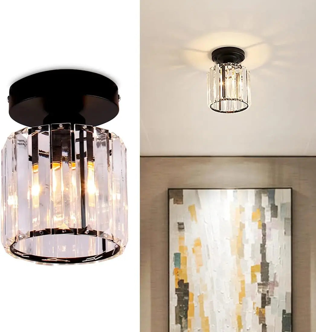 FRIXCHUR Mini Crystal Chandelier Modern Ceiling Light E26 Socket