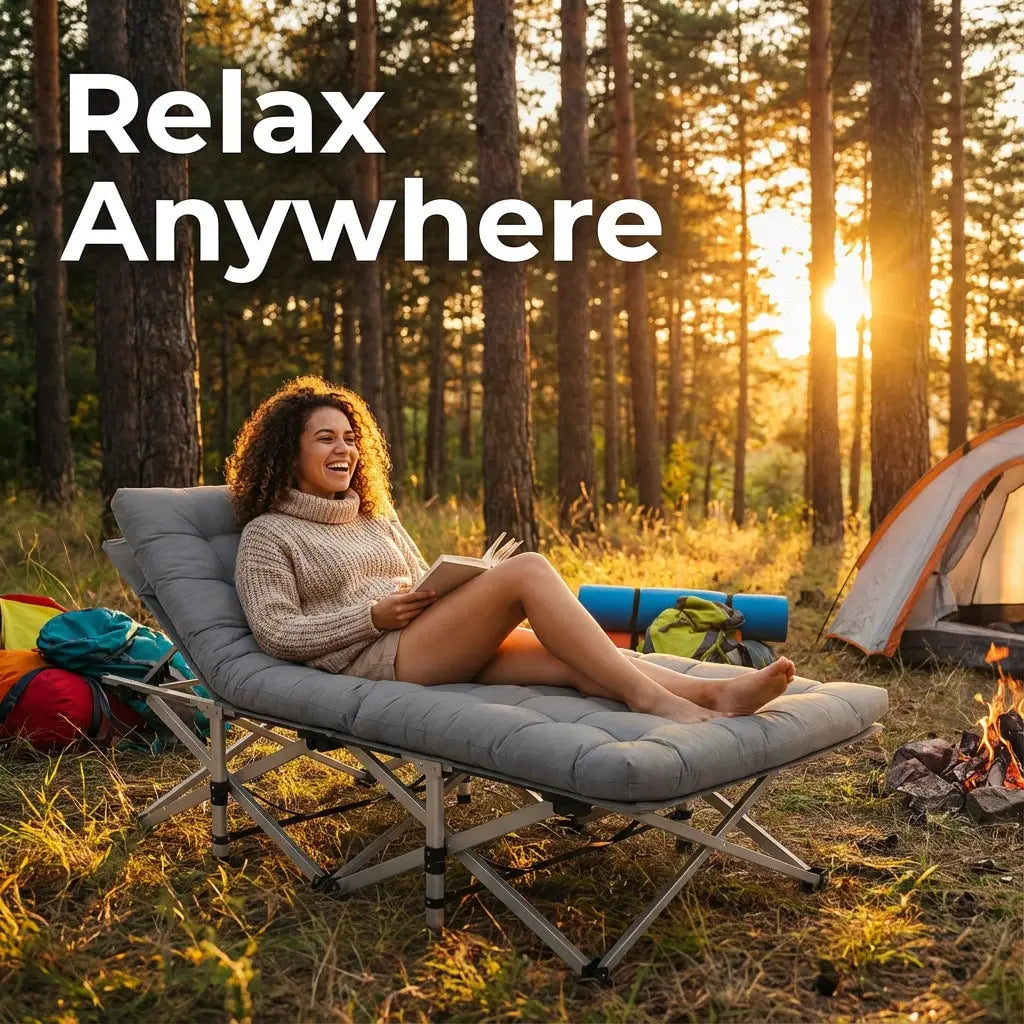 Premium Metal Outdoor Folding Chair With Non Slip Foot Pads