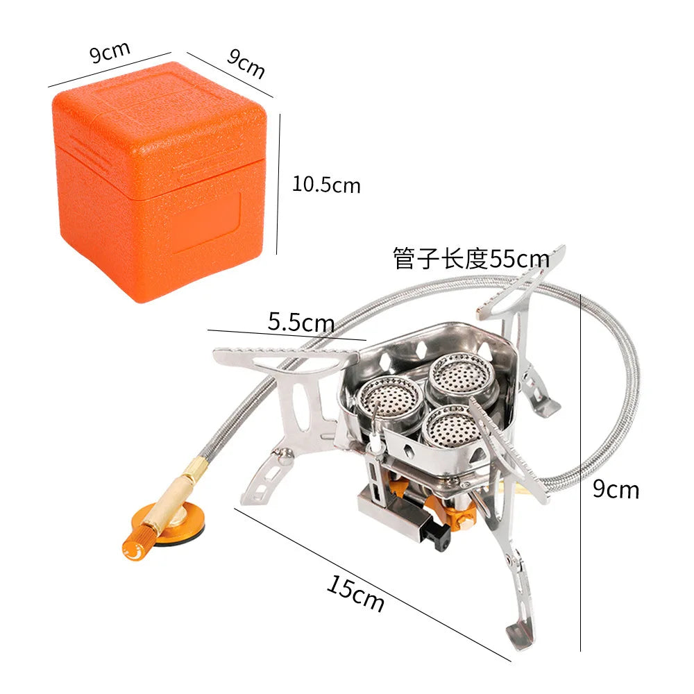 TARKA 3 Head Gas Stove, Camping Burners Folding Backpacking Furnace 5800W Outdoor Hiking Picnic BBQ Cooking Equipment