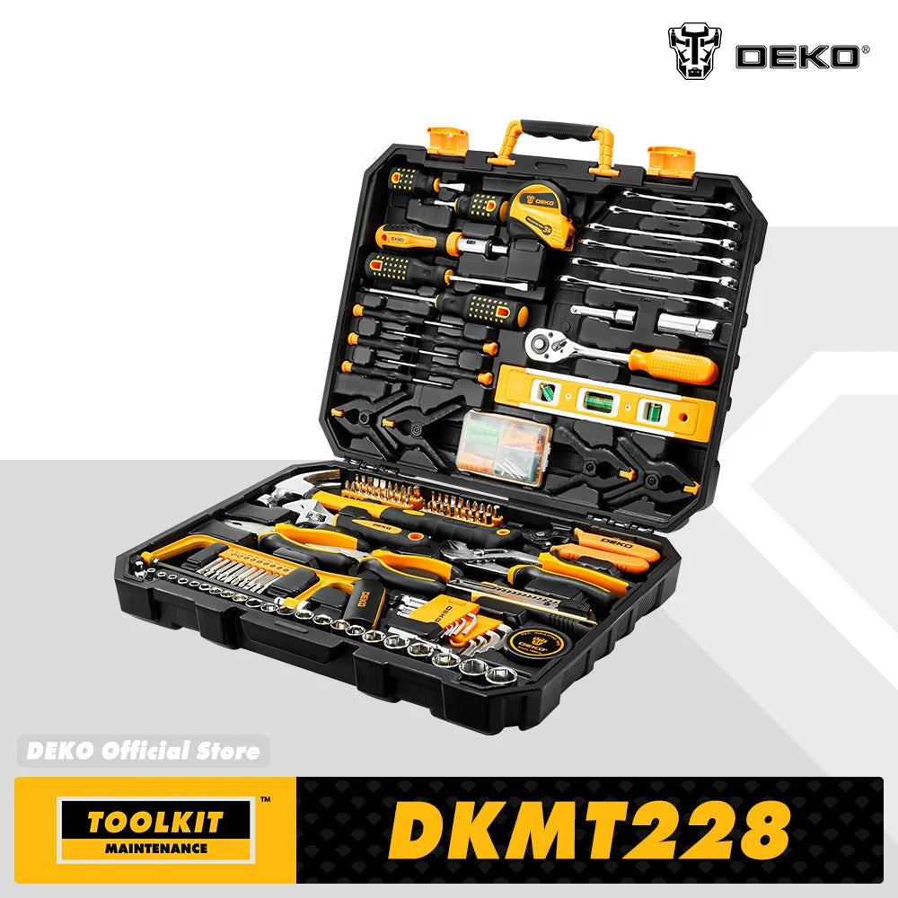 DEKOPRO 228 Piece Socket Wrench Auto Repair Tool Set Case