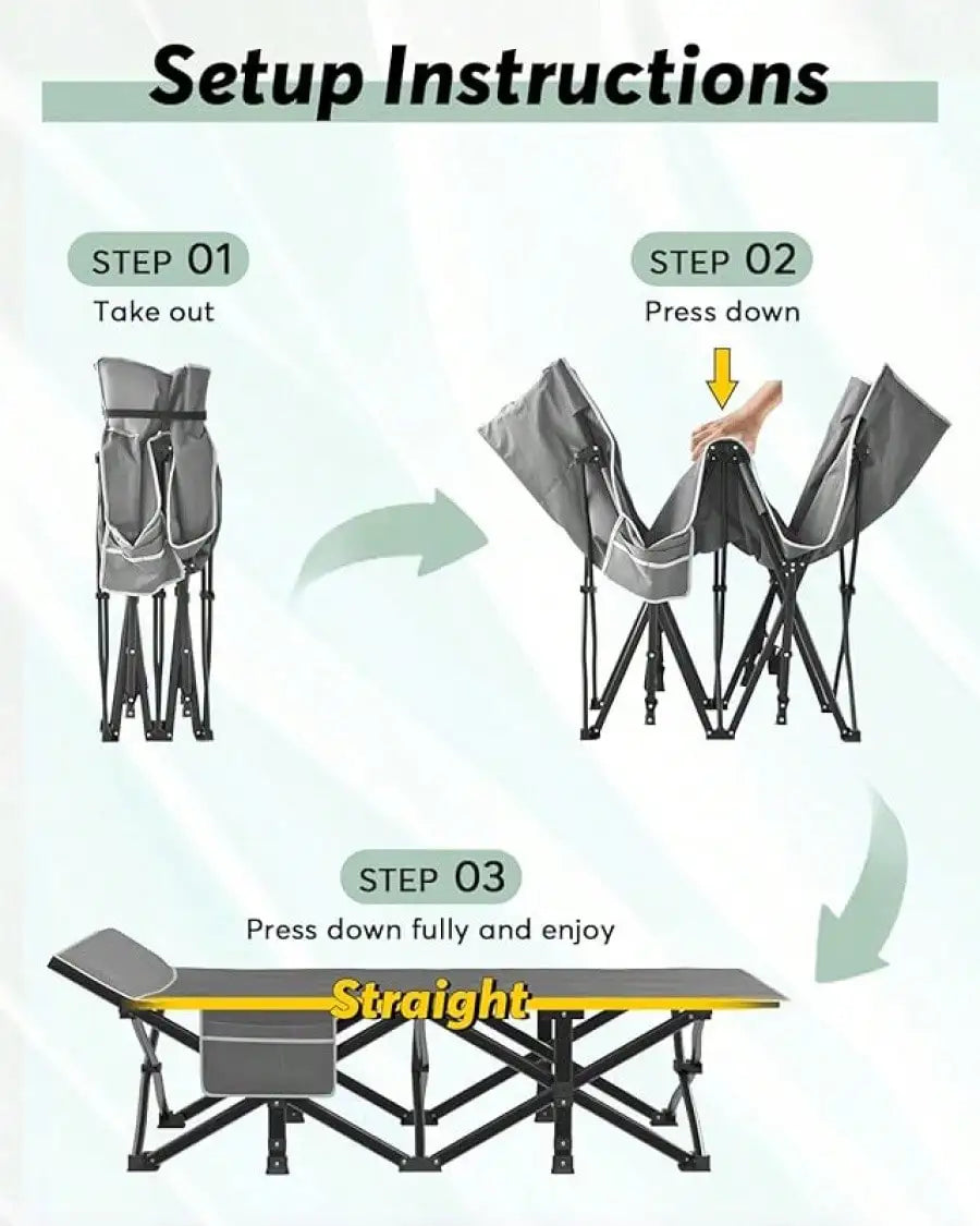 Folding Camping Cot For Adult, Portable Sleeping Cot With Mattress, For Camp With Carry Bag.