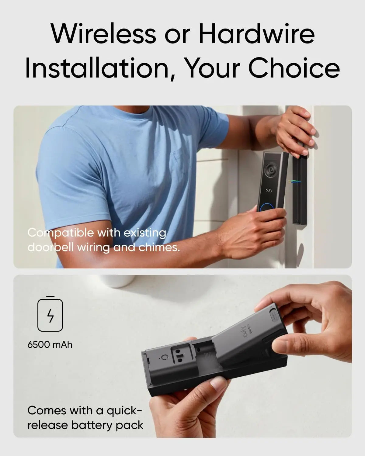 Renewed eufy Security Video Doorbell Camera C31,2K FHD,Battery/Wired Powered,Head-to-Toe View,Live Video Call,Wireless Doorbell