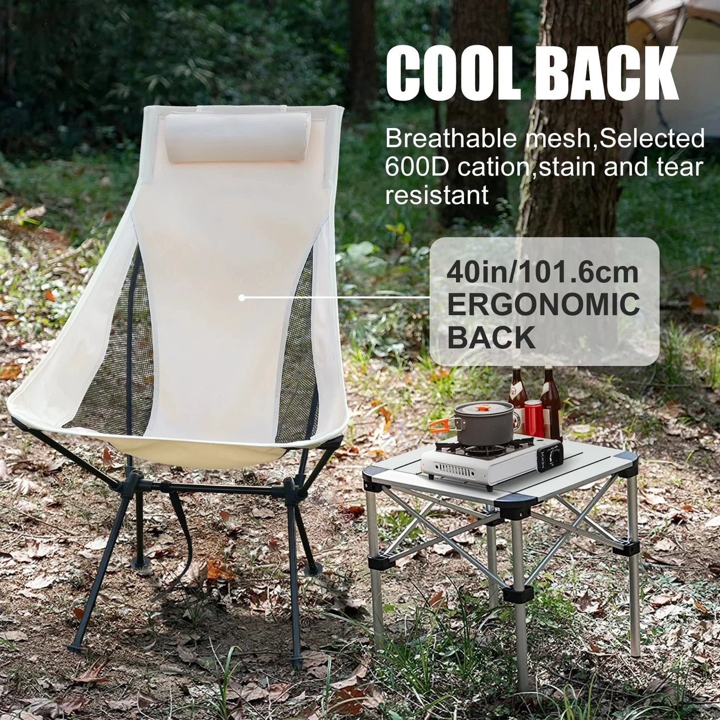 Portable Folding Camping Chair with Headrest Lightweight