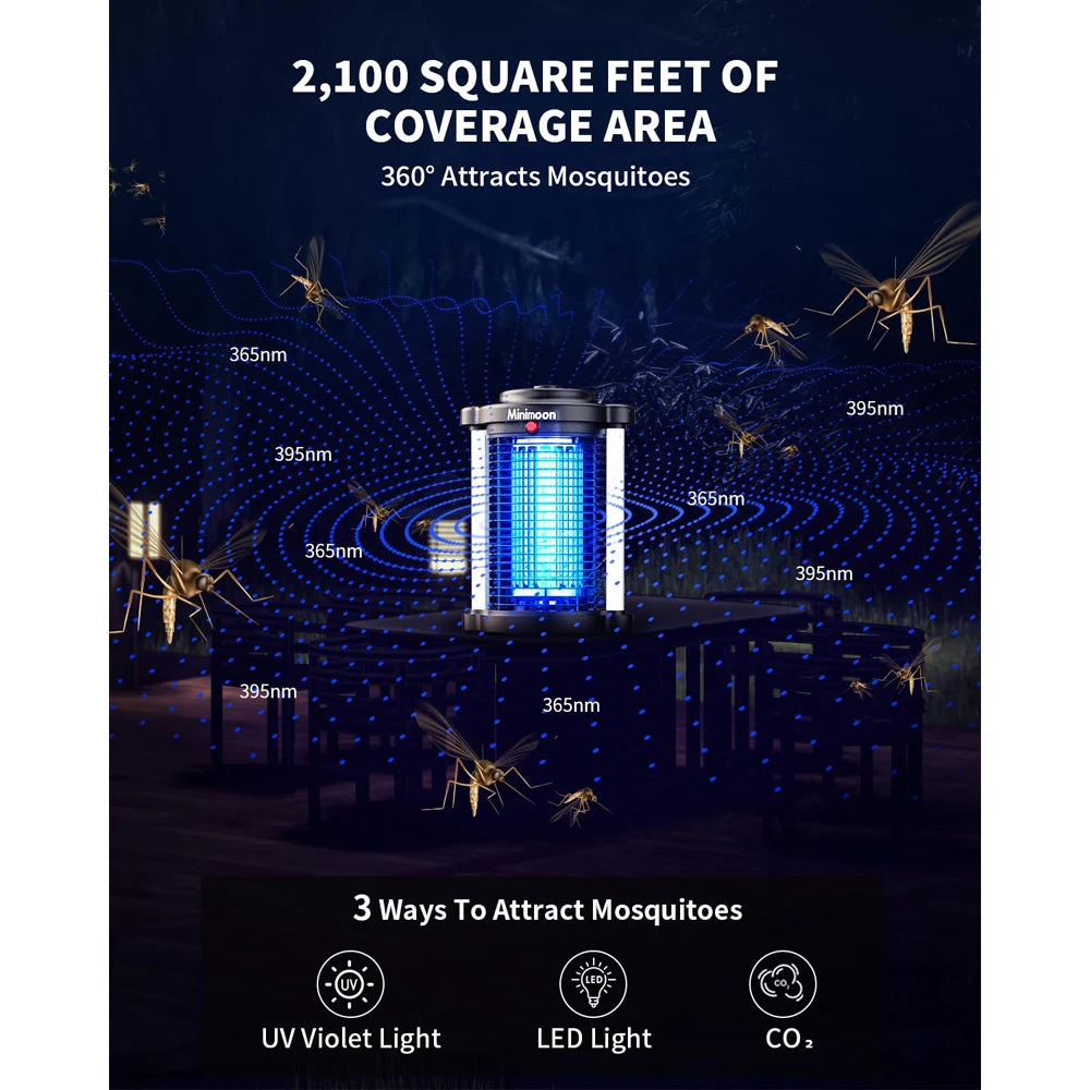 Bug Zapper Outdoor Mosquito Zapper with Dual LED Light 4200V Fly Zapper 15W Electric Fly Traps