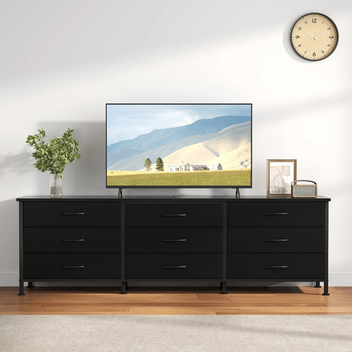 JHK Modern Nine Drawer Entertainment Center For Living Rooms