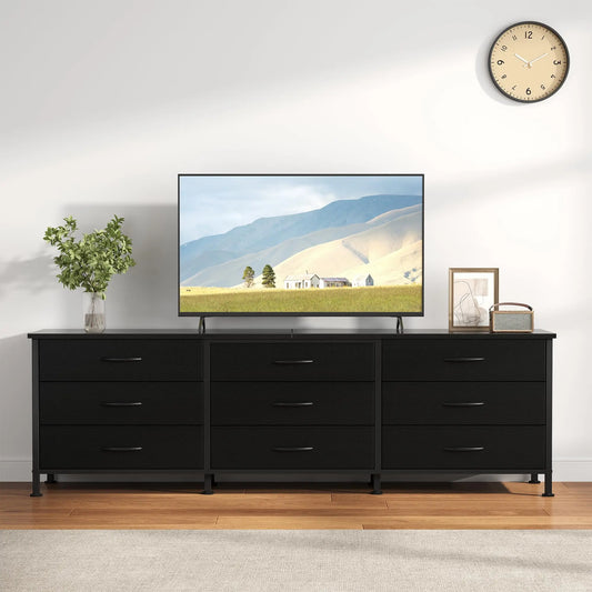 JHK Modern Nine Drawer Entertainment Center For Living Rooms