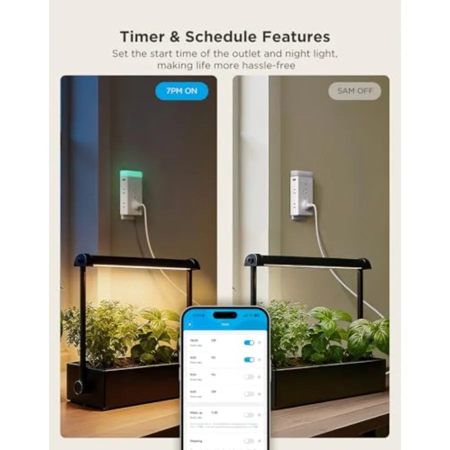 Smart Plug Outlet Extender, 3-Sided Smart Power Strips with 2 Smart Outlets and 2 USB Ports with RGB Night Light, APP and Voice